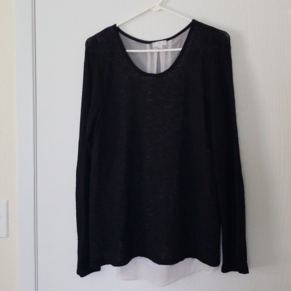 Women's Charming Charlie black shear sweater-L